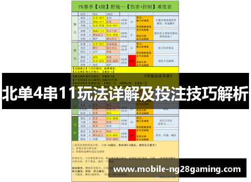 北单4串11玩法详解及投注技巧解析