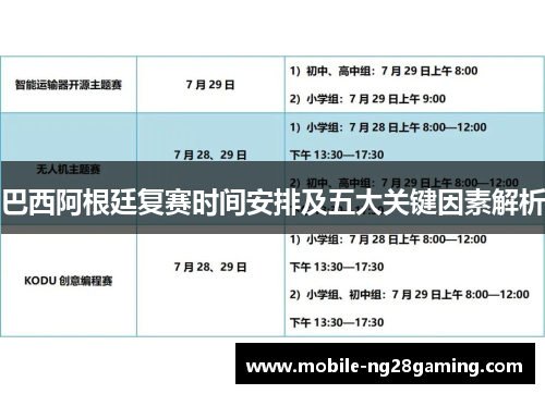 巴西阿根廷复赛时间安排及五大关键因素解析
